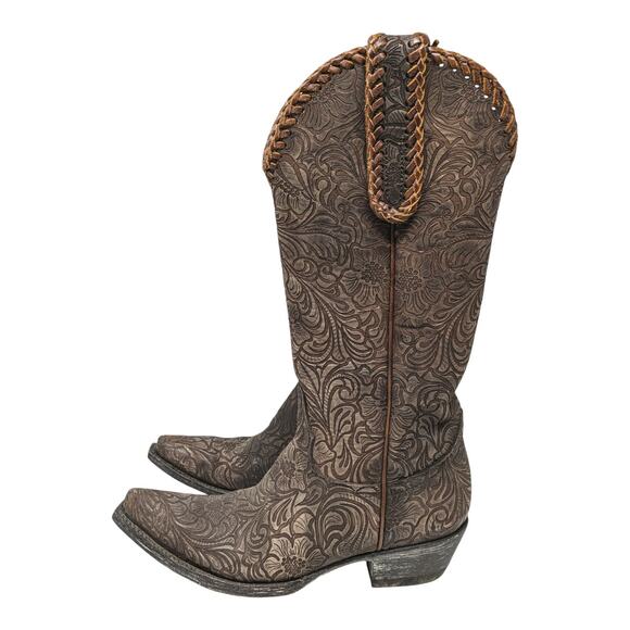 Old Gringo Cassidy Engraved Floral Brown Cowgirl Western Boots 6.5